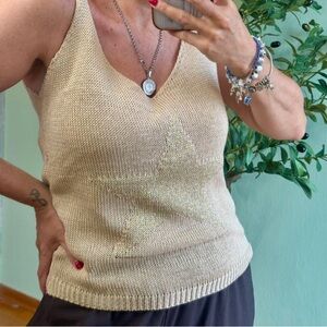 Beige Star Knit Tank Top